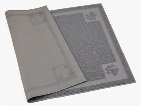 img 1 attached to 🐾 Premium X-Large Gray Cat Litter Box Debris Catcher Mat – Multi-functional Dog Food Placemat 35.4"x23.6