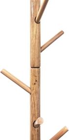 img 2 attached to 🧢 Vintage Natural Freestanding Wooden Topline Hat & Coat Rack