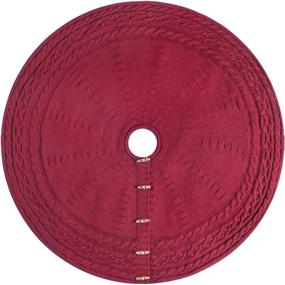 img 3 attached to 🎄 48-Inch Knitted Christmas Tree Skirt Round with Wooden Toggle Buttons in Burgundy - Starry Dynamo