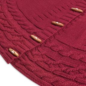 img 2 attached to 🎄 48-Inch Knitted Christmas Tree Skirt Round with Wooden Toggle Buttons in Burgundy - Starry Dynamo