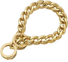 img 3 attached to GZMZC Dog Collar - High Polished Stainless Steel 18K Gold Cuban Link Chain - Chew Proof Training Collar for Small Medium Big Dogs - Heavy Duty Leash Collar