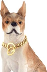 img 2 attached to GZMZC Dog Collar - High Polished Stainless Steel 18K Gold Cuban Link Chain - Chew Proof Training Collar for Small Medium Big Dogs - Heavy Duty Leash Collar