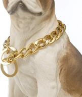 gzmzc dog collar - high polished stainless steel 18k gold cuban link chain - chew proof training collar for small medium big dogs - heavy duty leash collar logo