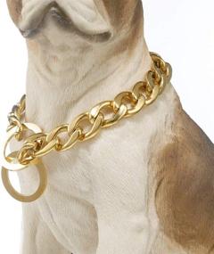 img 4 attached to GZMZC Dog Collar - High Polished Stainless Steel 18K Gold Cuban Link Chain - Chew Proof Training Collar for Small Medium Big Dogs - Heavy Duty Leash Collar