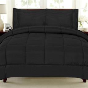 img 3 attached to 🛏️ 7 Piece Queen Bed-in-Bag Solid Color Comforter &amp; Sheet Set, Black by Sweet Home Collection