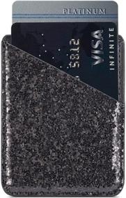 img 1 attached to Black Arlgseln Glitter Phone Card Holder with Multi-Functional ID Credit Card Slots - Stick on Wallet for iPhone 11 Pro/XS/SE,Galaxy Note 20 Ultra/S10/A70/A51