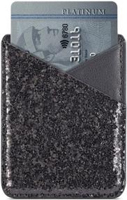 img 2 attached to Black Arlgseln Glitter Phone Card Holder with Multi-Functional ID Credit Card Slots - Stick on Wallet for iPhone 11 Pro/XS/SE,Galaxy Note 20 Ultra/S10/A70/A51