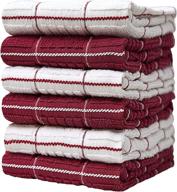 🔴 premium window pane design kitchen towels set - 6 pack of large, ultra absorbent cotton dish towels - red logo