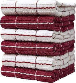 img 4 attached to 🔴 Premium Window Pane Design Kitchen Towels Set - 6 Pack of Large, Ultra Absorbent Cotton Dish Towels - Red