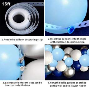 img 1 attached to 120pc Blue Silver White Balloon Garland Kit with Metallic Balloons | Wedding, Birthday, Graduation Party Supplies | Arch Kit, Strip Tape, Dot Glue