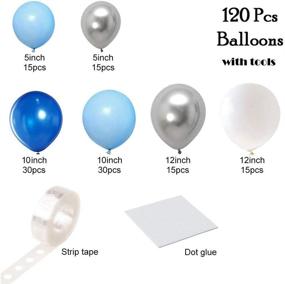 img 3 attached to 120pc Blue Silver White Balloon Garland Kit with Metallic Balloons | Wedding, Birthday, Graduation Party Supplies | Arch Kit, Strip Tape, Dot Glue