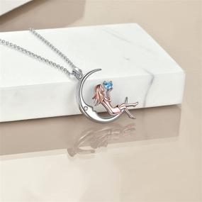 img 2 attached to Moon Fairy Necklace for Teen Girls | Birthstone Pendant 💫 Gift | White Gold Plated Austrian Crystal Jewelry | Perfect Gift Idea