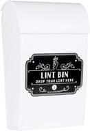 🧺 a.j.a. & more off white lint bin with lid - farmhouse metal tin lint holder box - stylish laundry room space-saving solution with magnetic wall mount strip for lint storage logo