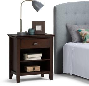 img 4 attached to 🛏️ SimpliHome Artisan 24-inch Night Stand: Rustic Brown Solid Wood Bedside Table with Storage, 1 Drawer, and 2 Shelves – Contemporary Modern Design for the Bedroom