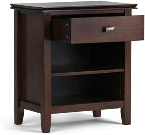 img 2 attached to 🛏️ SimpliHome Artisan 24-inch Night Stand: Rustic Brown Solid Wood Bedside Table with Storage, 1 Drawer, and 2 Shelves – Contemporary Modern Design for the Bedroom