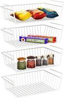 📦 swedecor 4 pack under shelf storage wire baskets - white, pantry organizer, cabinet shelf basket for efficient storage logo