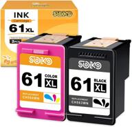 🖨️ soko remanufactured ink cartridge replacement for hp 61xl 61 xl - envy 4500 4501 4502 5530 5535 deskjet 1000 1055 1056 2541 2549 3000 3050 officejet 2620 printer tray - 1 black 1 tri-color logo