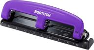 🔍 bostitch office ez squeeze reduced effort 3-hole punch, 12 sheets, purple/black, compact and efficient design logo