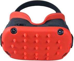 img 2 attached to 🔴 Premium Silicone Protective Case for Oculus Quest Shell Cap - Esimen VR Accessories Kit for Anti-Throw, Sweatproof, and Lightproof Protection (Cap+Mask, Red)