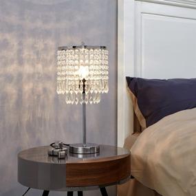 img 2 attached to 💎 Elegant Chrome Living Room Bedside Crystal Table Lamp with Crystal Shade - Perfect for Bedroom, Living Room, Coffee Table, and Bookcase Decor