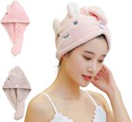 👧 super absorbent hair towels for women and girls - quick drying turban hair towel wrap - 2 pack (pink+khakis) logo