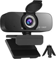 enhanced webcam 1080p hd computer camera with microphone, rotatable tripod, privacy cover - perfect for video conferencing & live streaming on desktop pc or laptop logo