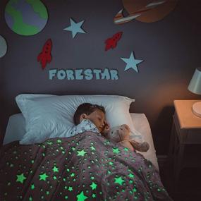 img 2 attached to 🌟 FORESTAR Glow in The Dark Throw Blanket: Perfect Kids Gift for Christmas & Birthdays – Super Soft Warm Cozy Furry Blanket (50" x 60" Gray)