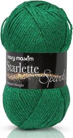 img 4 attached to 🧶 Пряжа Mary Maxim Starlette Sparkle "Изумруд": высококачественная пряжа среднего веса (4) для вязания и вязания крючком - 196 ярдов долговечной 4-ниточной пряжи с составом 98% акрил и 2% полиэстер.