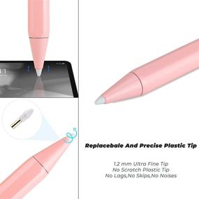 img 1 attached to 🖌️ Palm Rejection Stylus Pencil for 2020 iPad 8th Gen: Fine Tip, Apple Pencil Compatible, Drawing Pen Type C Charge - Pink