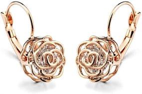 img 4 attached to Hypoallergenic CZ Filigree Rose Flower Crystal Leverback Dangle Earrings - Elegant Diamond Jewelry for Sensitive Ears - Perfect Gift for Women and Girls