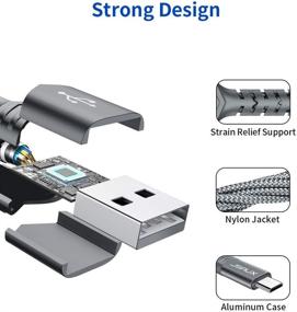 img 1 attached to JSAUX Micro USB Charger Cable (3-Pack 3.3ft+6.6ft+10ft) - Android Charger Micro USB to USB A Nylon Braided Cord for Samsung Galaxy S6 S7 Edge Note 5, Kindle and More - Grey