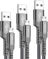 jsaux micro usb charger cable (3-pack 3.3ft+6.6ft+10ft) - android charger micro usb to usb a nylon braided cord for samsung galaxy s6 s7 edge note 5, kindle and more - grey logo