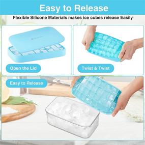 img 2 attached to 🧊 Scoop & Lid Silicone Ice Cube Tray: 32Pcs x 0.4 Oz Small Square Cubes for Refreshing Cocktails & Milk Tea (Blue)