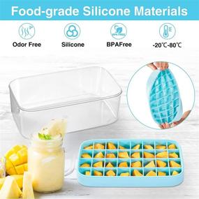 img 3 attached to 🧊 Scoop & Lid Silicone Ice Cube Tray: 32Pcs x 0.4 Oz Small Square Cubes for Refreshing Cocktails & Milk Tea (Blue)