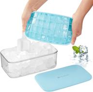 🧊 scoop & lid silicone ice cube tray: 32pcs x 0.4 oz small square cubes for refreshing cocktails & milk tea (blue) logo