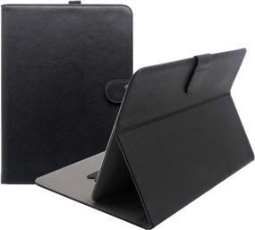 img 4 attached to ProCase Universal Folio Case: Premium Leather Stand Cover for 9-10-inch Tablets - Multi-Angle Stand & Touchscreen Protection (Black)