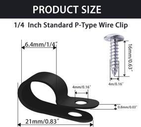 img 1 attached to 🔩 100PCS 1/4 Inch Rope Light P-Style Mounting Clips - Black Nylon Plastic Cable Clamps with Stainless Steel Pan Head Phillips Screws for Cable Conduit - M-034-BK-LS