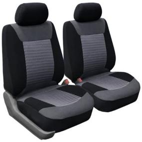 img 4 attached to FH Group FB062GRAY102 Seat Cover (Premium Fabric With 3D Air Mesh Airbag Compatible (Set Of 2) Gray)