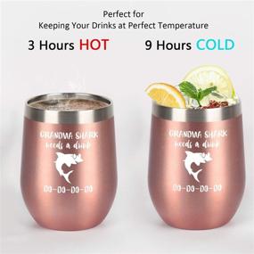 img 2 attached to 🦈 Grandma Shark Wine Tumbler: Insulated Stainless Steel Gift for New Grandma and Grandmother - Perfect Mother's Day & Birthday Present (12 Oz, Rose Gold)