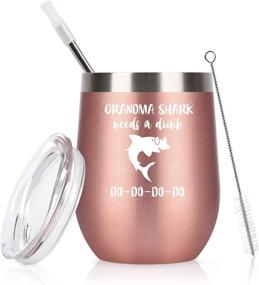 img 4 attached to 🦈 Grandma Shark Wine Tumbler: Insulated Stainless Steel Gift for New Grandma and Grandmother - Perfect Mother's Day & Birthday Present (12 Oz, Rose Gold)