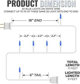 img 3 attached to 612 Vermont 50 Blue Christmas Lights on a White Wire String: UL Approved, Indoor/Outdoor Use - 9ft of Lighted Length, 11ft Total Length