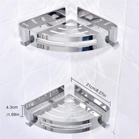 img 3 attached to 🚿 Hawsam 2Packs No Drilling Shower Shelf: Premium 304 Stainless Steel Corner Shelf Caddy - Adhesive Storage Basket for Shampoo, Glue Bathroom Shelf