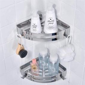 img 2 attached to 🚿 Hawsam 2Packs No Drilling Shower Shelf: Premium 304 Stainless Steel Corner Shelf Caddy - Adhesive Storage Basket for Shampoo, Glue Bathroom Shelf