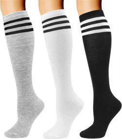 img 4 attached to DRESHOW Pairs Casual Stripe Stocking Sports & Fitness