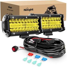 img 4 attached to 🌟 Nilight Amber LED Light Bar 6.5 Inch Spot Flood Combo - 120W, 12000LM Triple Rows, Waterproof Off Road Lights with 16AWG Wiring Harness Kit, 2PCS, 2 Lead, 2 Year Warranty
