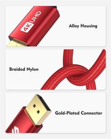 img 1 attached to High Speed DisplayPort Cable by Silkland - 6.6 ft - 4K@60Hz, 2K@165Hz, 2K@144Hz - Braided DP Cable for PC, Gaming Monitor, Laptop - Red