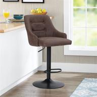 🪑 adjustable swivel bar stool with back - padded counter height faux leather chair for kitchen & pub, heavy duty base, 300lbs capacity - brown, 1 stool, ring back - maison logo