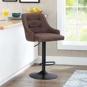 img 4 attached to 🪑 Adjustable Swivel Bar Stool with Back - Padded Counter Height Faux Leather Chair for Kitchen & Pub, Heavy Duty Base, 300LBS Capacity - Brown, 1 Stool, Ring Back - Maison