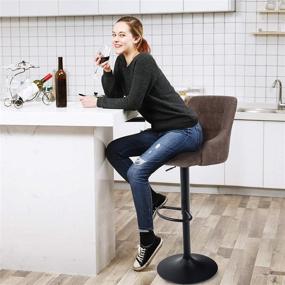 img 3 attached to 🪑 Adjustable Swivel Bar Stool with Back - Padded Counter Height Faux Leather Chair for Kitchen & Pub, Heavy Duty Base, 300LBS Capacity - Brown, 1 Stool, Ring Back - Maison