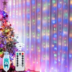 img 4 attached to 🌟 Curtain String Lights, USB Powered Fairy Lights with Remote Dimmable and 8 Lighting Modes – IP64 Waterproof for Party Bedroom Room Backdrop Window Twinkle Christmas Decoration (7.9Ft x 5.9Ft) – Multicolor